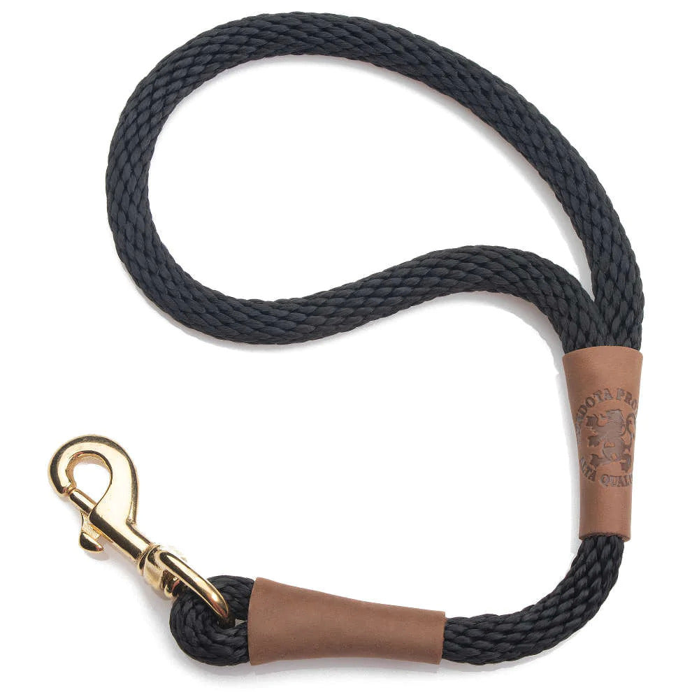 Mendota Traffic Clip Leash 1/2"x16" (13mm x 40cm) BLACK