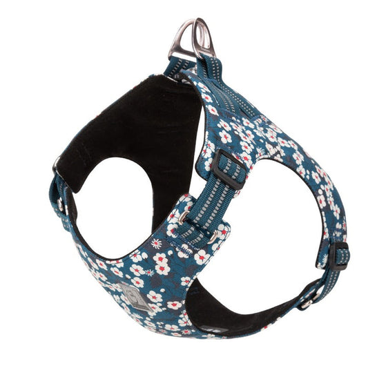 Floral Doggy Harness Saxony Blue XS