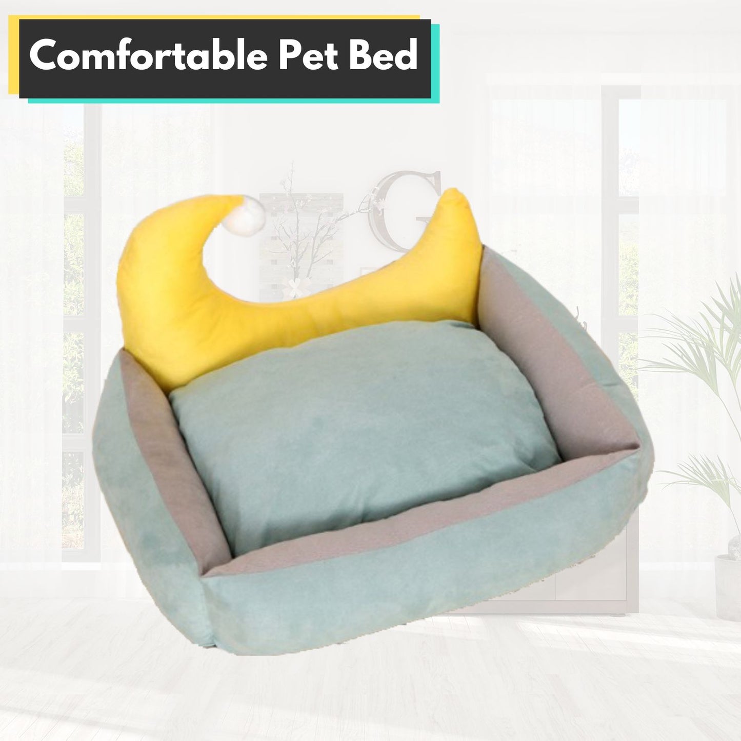 Floofi Pet Bed Moon Design (M Green) PT-PB-245-YMJ