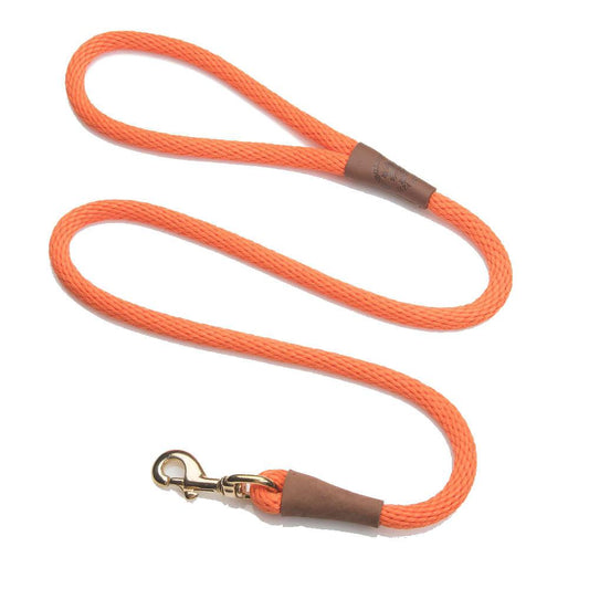 Mendota Clip Leash Small - lengths 3/8in x 4ft(10mm x1.2m) Made in the USA - Orange