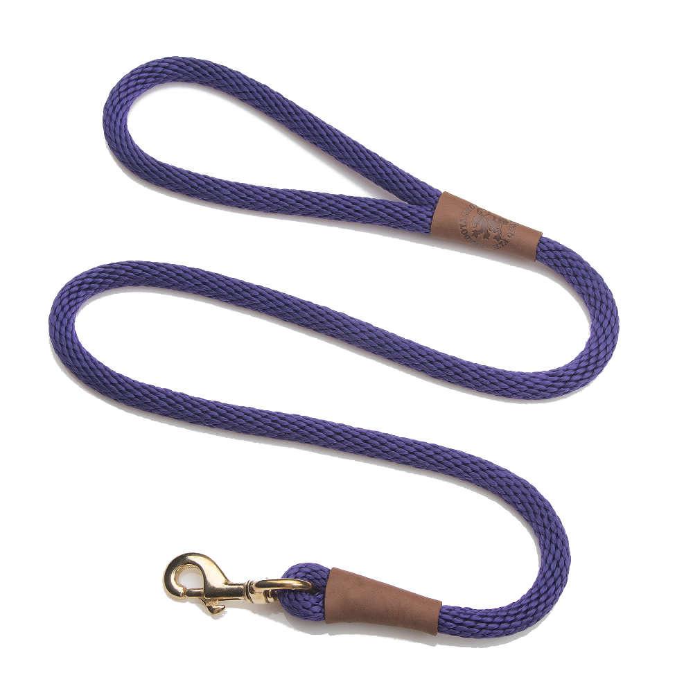 Mendota Clip Leash Small - lengths 3/8in x 6ft(10mm x1.8m) Made in the USA - Purple