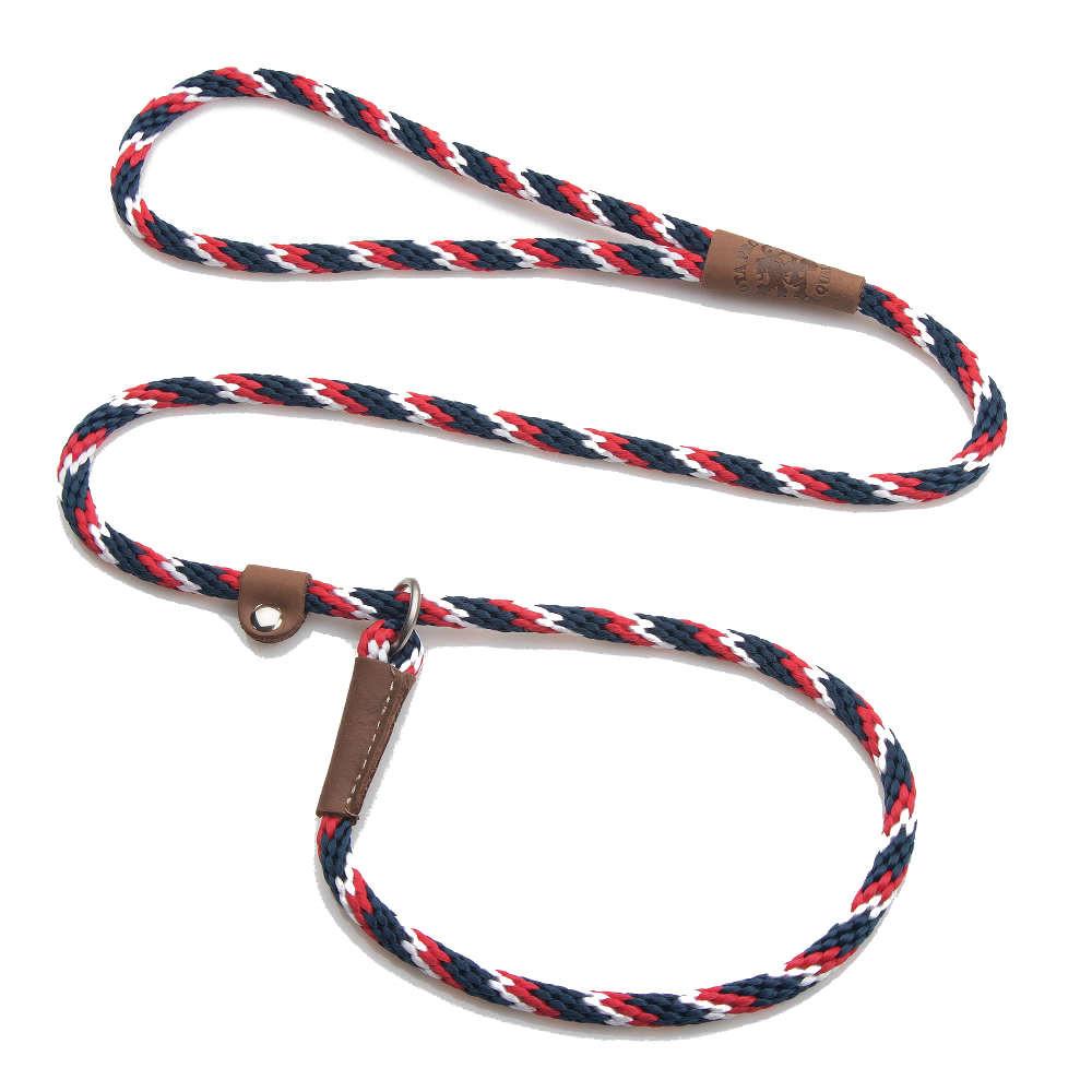 Mendota British Style Slip Leash - Length 1/2in x 4ft(13mm x 1.2m) - Tricolour Pride