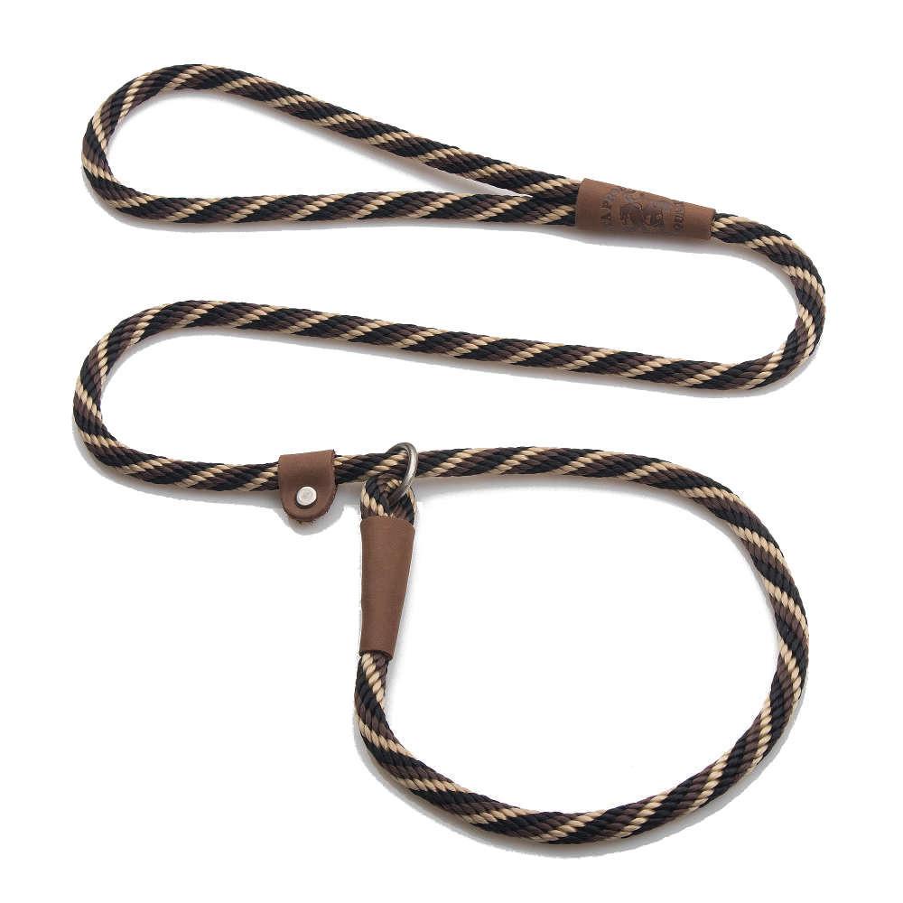 Mendota British Style Slip Leash - Length 1/2in x 4ft(13mm x 1.2m) - Twist - Mocha