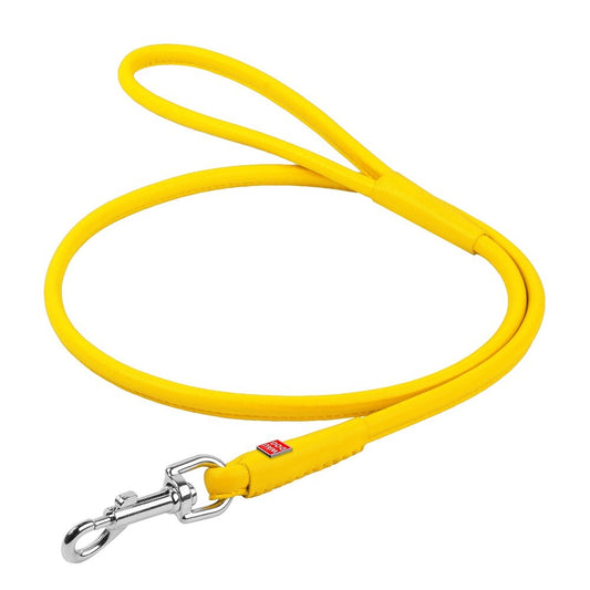 Waudog Leather Round Clip Leash W13MM- L183CM YELLOW