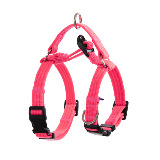 Dog Double-Lined Straps Harness and Lead Set Leash Adjustable M NEON CAROL-PINK