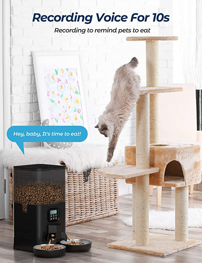 YES4PETS 6L Automatic Digital Pet Dog Cat Feeder Double Food Bowl Dispenser