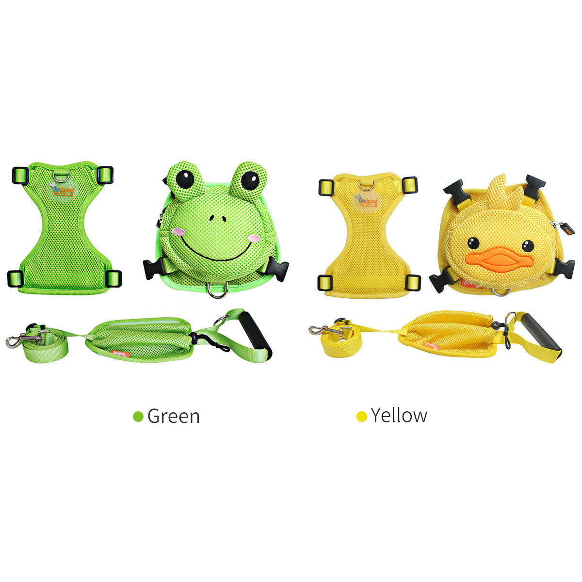 Ondoing Pet Saddle Bag Dog Harness Backpack Hiking Traveling Outdoor Bags Cute Costume (Yellow tiger bag with leash)S