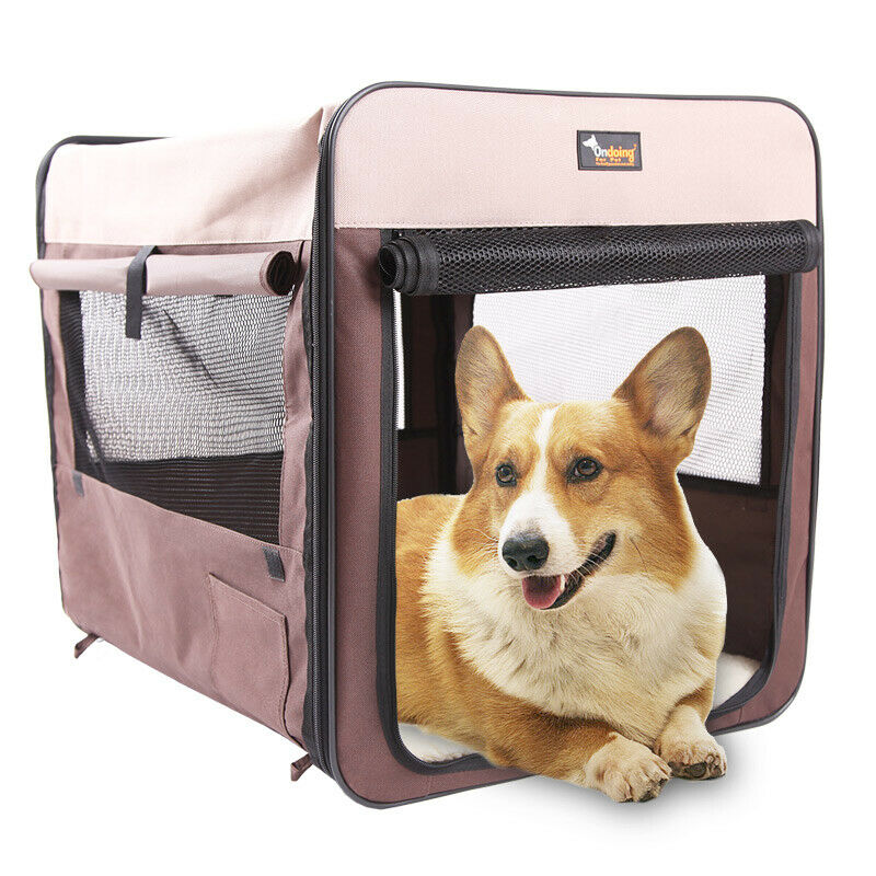 Pet Carrier Bag Soft Dog Crate Cage Kennel Tent House Foldable Portable Car Bed Grey 82*58*58CM